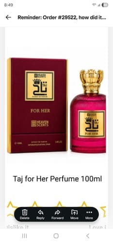 Customer photo review of Taj for Her Perfume 100ml