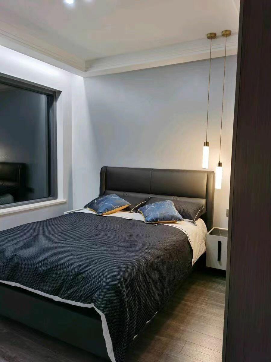 Customer photo review of Alabaster Tube Pendant Light, Brass or Black, Integrated LED