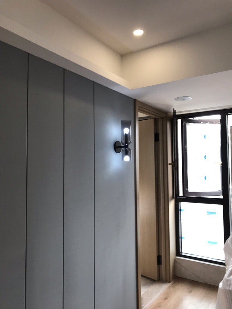 Customer photo review of Wall Light, Two-Light Glass Shades, Gold or Matte Black, Wall Sconce