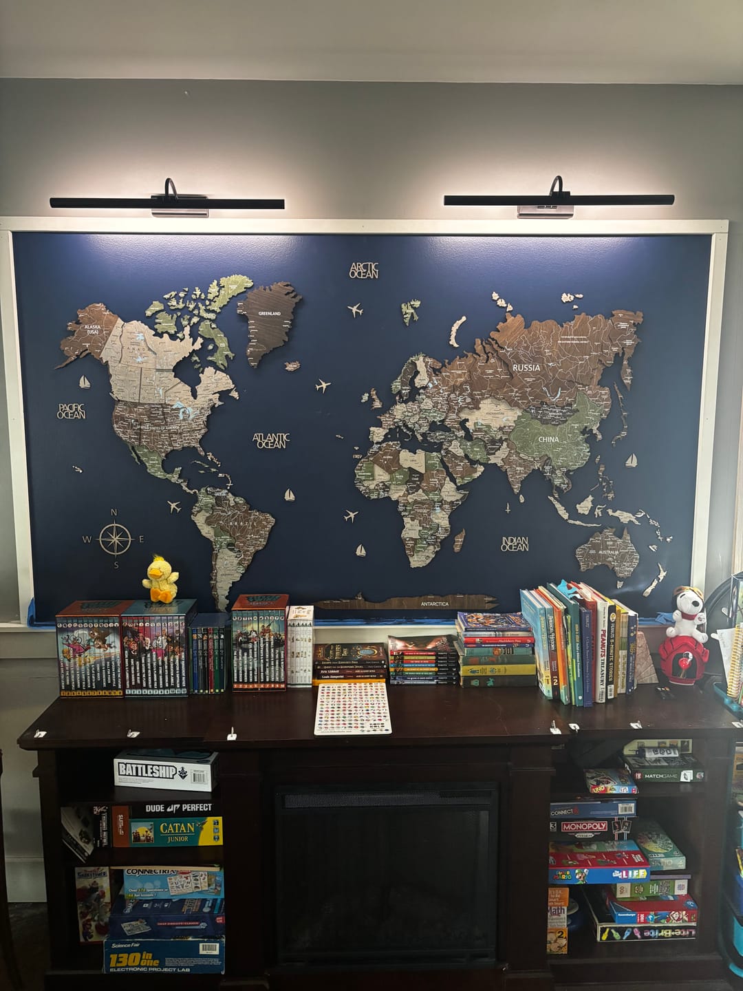 Customer photo review of 3D Wooden World Map Wall Decor -Rustic Style
