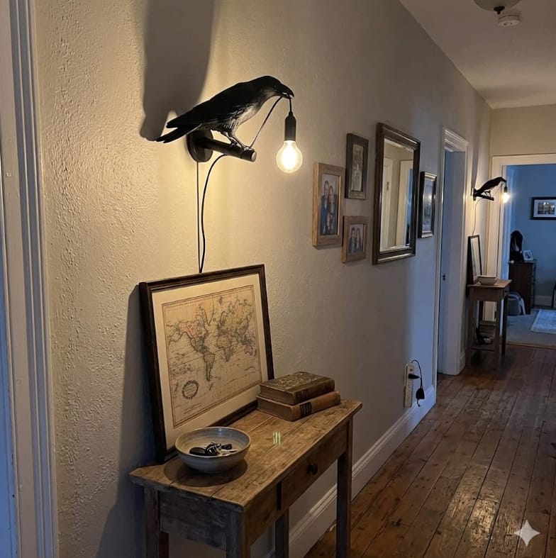 Customer photo review of Resin Bird Sculpture Swag Light, Plug In, 33 cm Wide