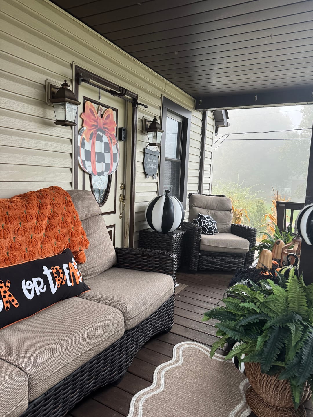 Customer photo review of Elegant Checkered Pumpkin Door Hanger