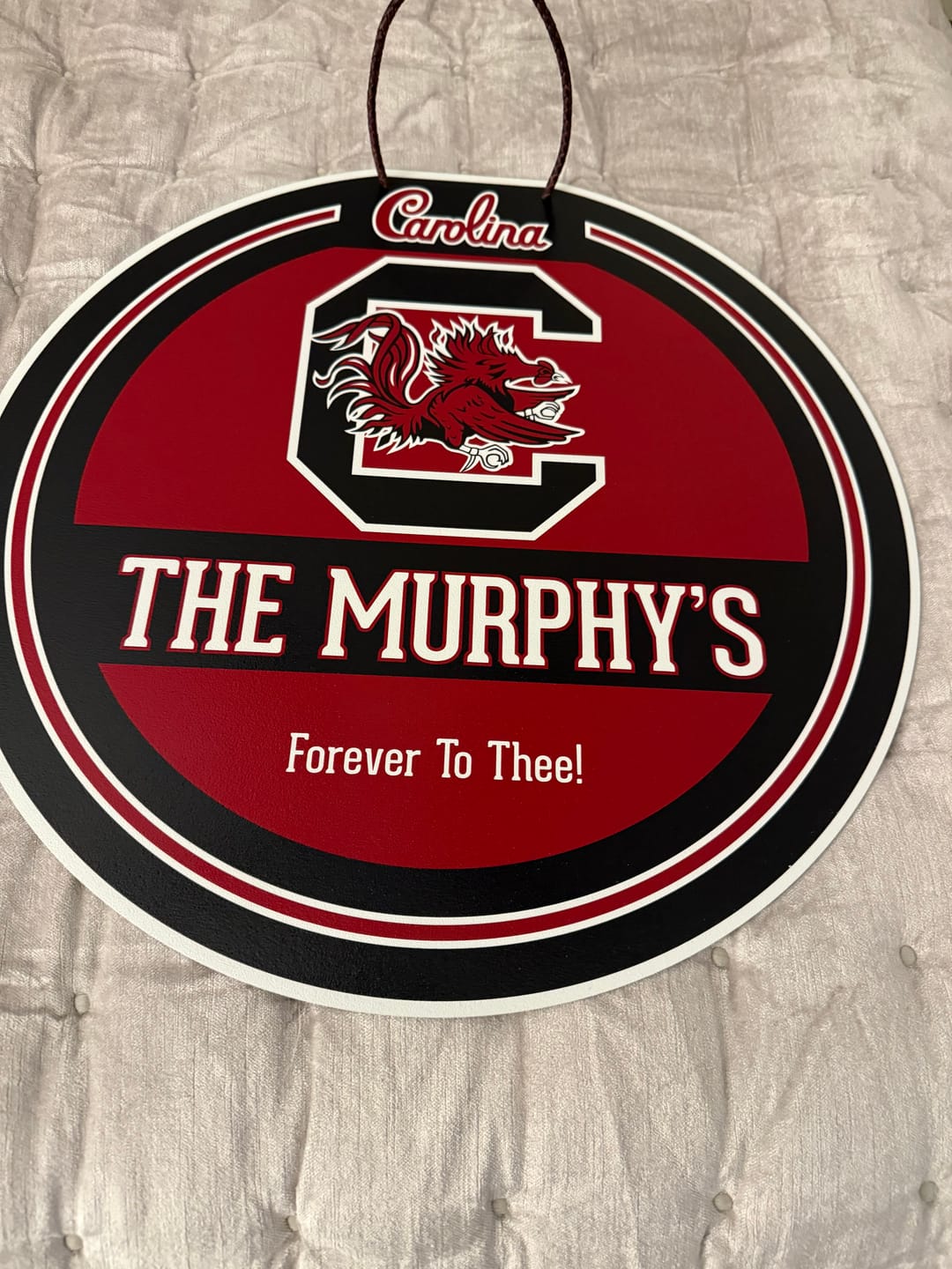 Customer photo review of South Carolina Gamecocks Personalized Monogram Metal Art