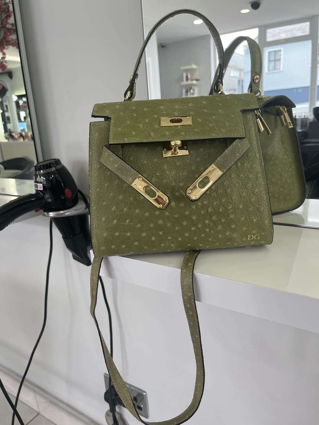 Customer photo review of The Kate Bag - Medium Ostrich