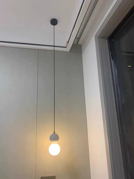 Customer photo review of Cement Sandstone Pendant Light, Opal Glass Sphere, 10 cm