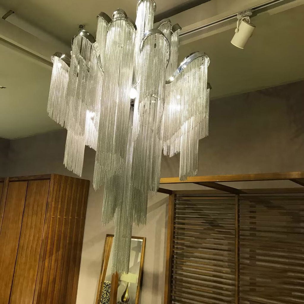 Customer photo review of Nickel-Plated Chain Chandelier, Gold, Silver or Black, 40–160 cm