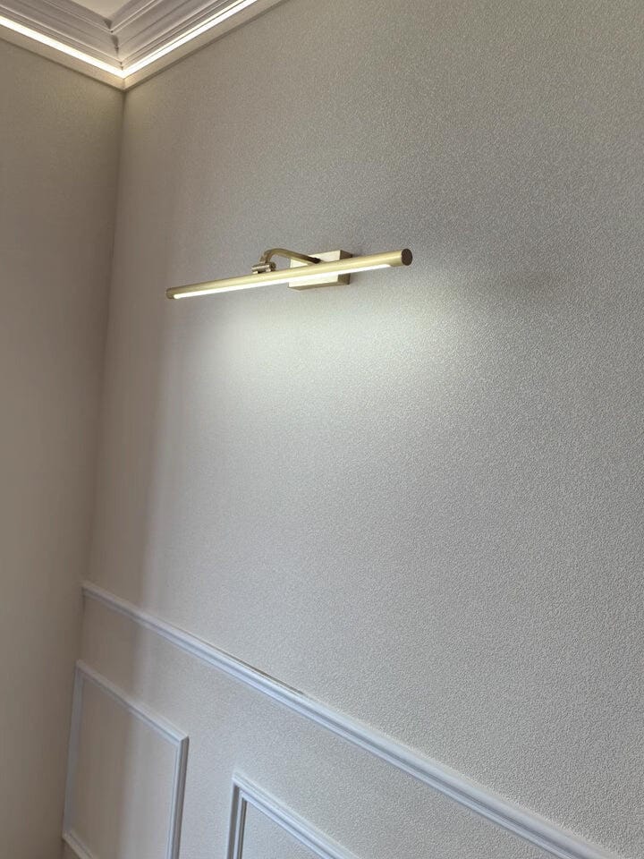 Customer photo review of Brass Wall Light, Integrated LED, White Acrylic Shade, 40-70 cm Wide