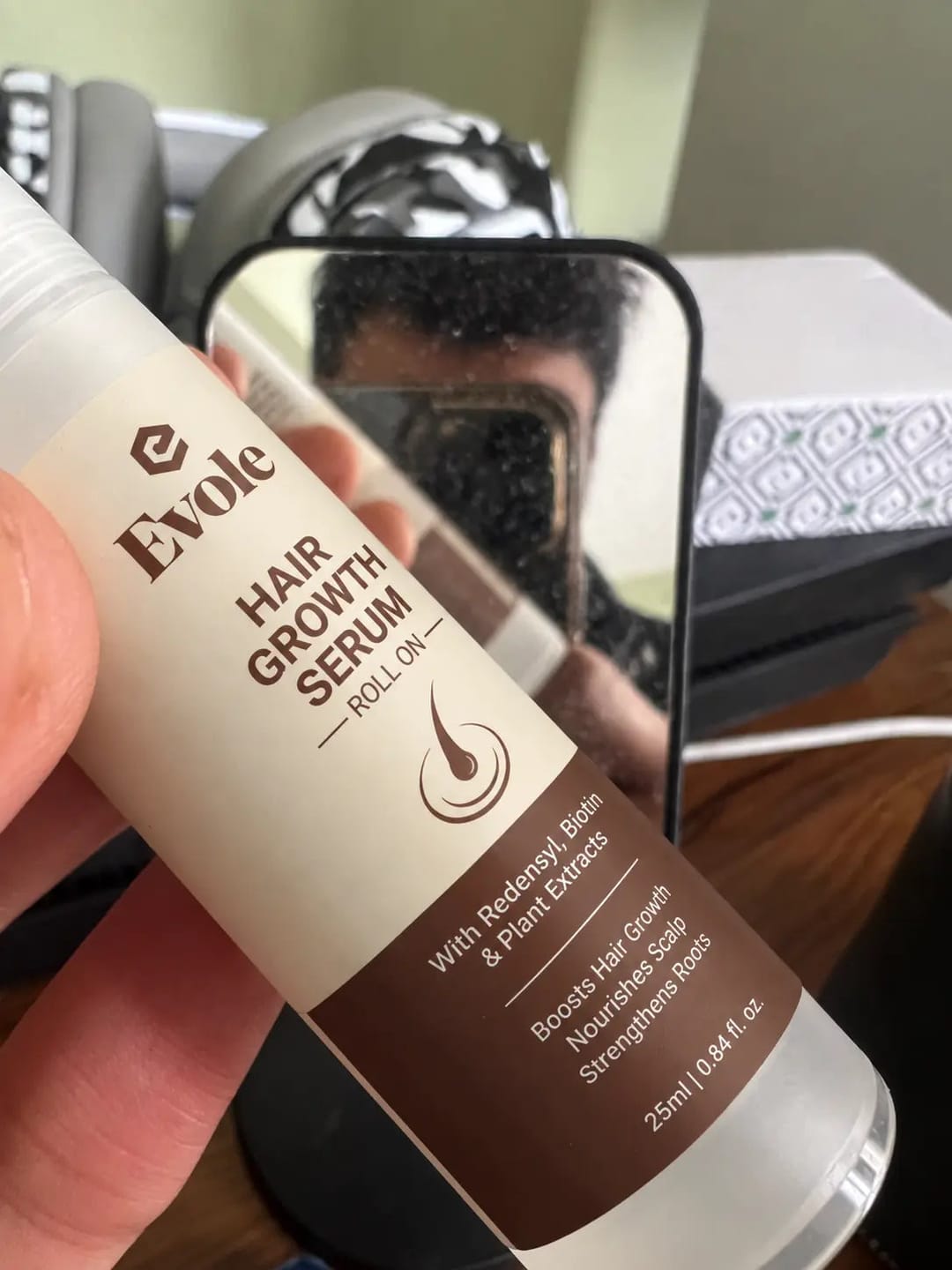Customer photo review of Evole Advanced Hair Growth Serum Roll-On | Rosemary, Redensyl & Aminexil (25ml)
