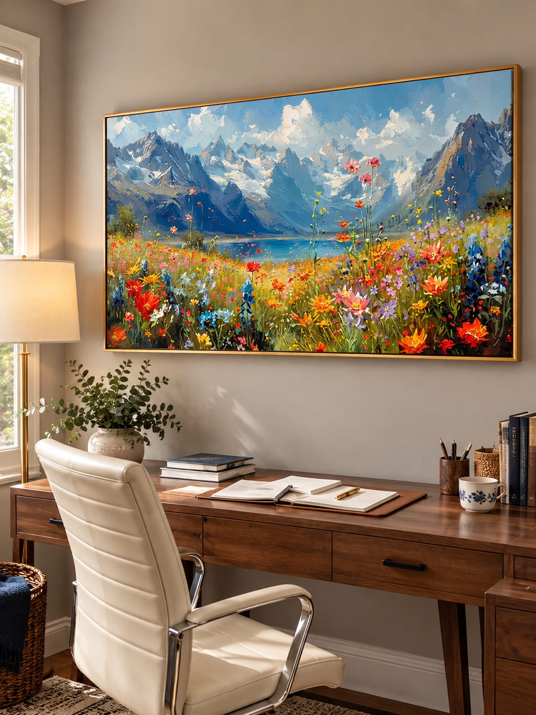 Customer photo review of "Mountain Romance" – Impressionist Mountain Meadow & Wildflower Oil Painting