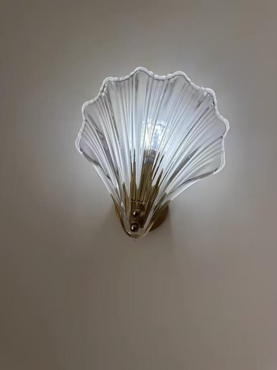 Customer photo review of Shell-Shaped Wall Light, Brass Plate, Amber or Clear, Wall Sconce