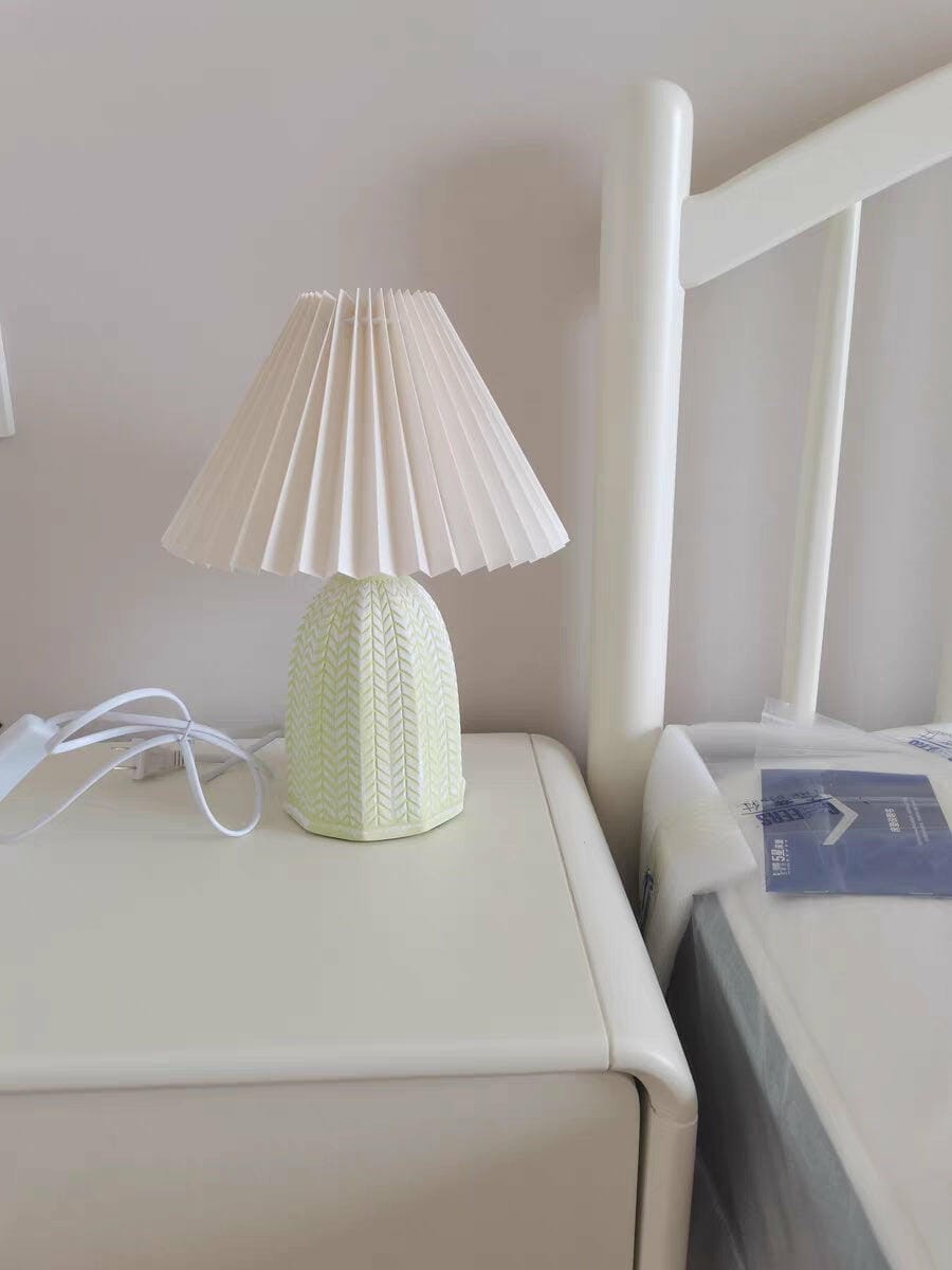 Customer photo review of Pleated Ceramic Table Lamp, Light Green Base, 37 cm, Plug In