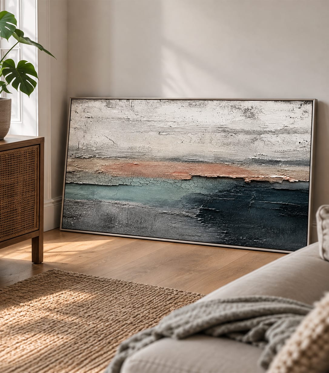 Customer photo review of "Dark Tide" – Minimalist Coastal Horizon Textured Acrylic Painting