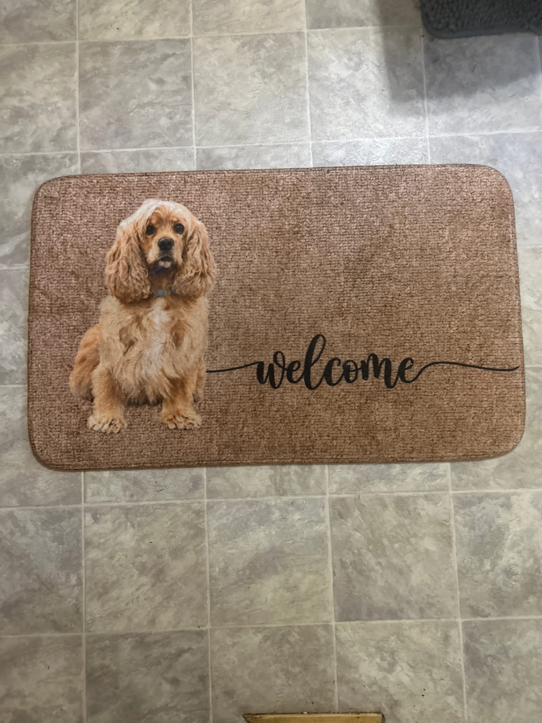 Customer photo review of Welcome with Pet Portrait - Personalized Doormat