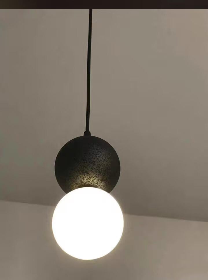 Customer photo review of Cement Sandstone Pendant Light, Opal Glass Sphere, 10 cm