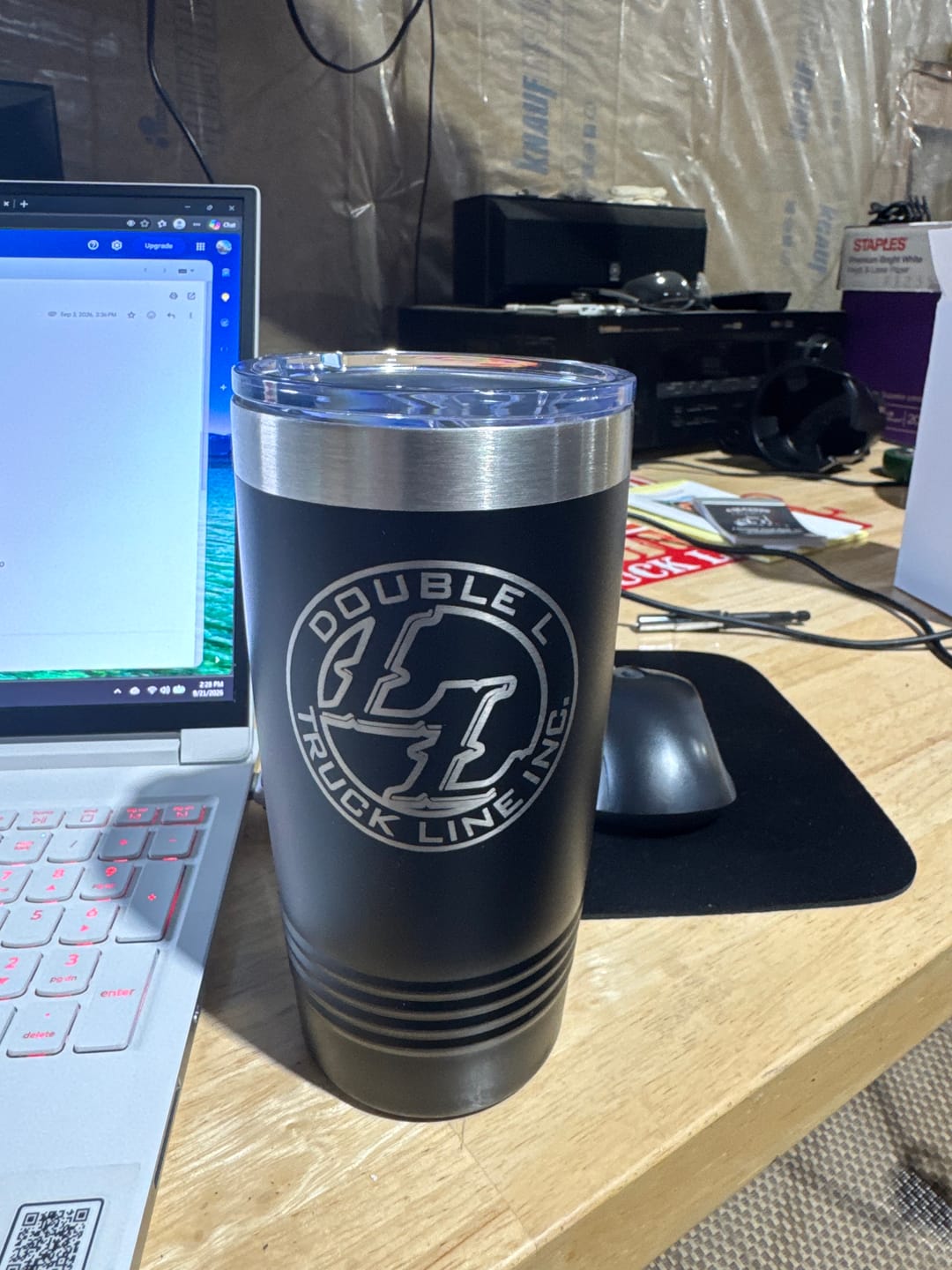Customer photo review of SPECIAL OFFER: Add Additional - Black 20 oz Tumblers w Logo - for Only $12.50 Each ($11.95 Each / For 24 Pack!)