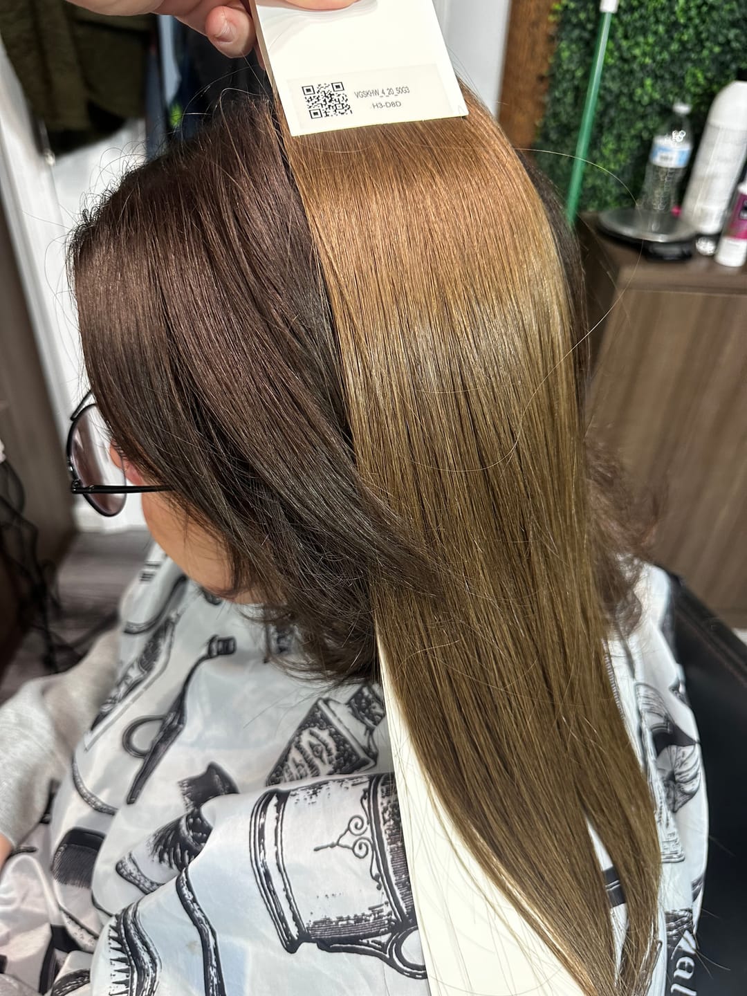 Customer photo review of Flat Silk Weft Hair Extensions Virgin Hair Bundles Chocolate Brown (#4)