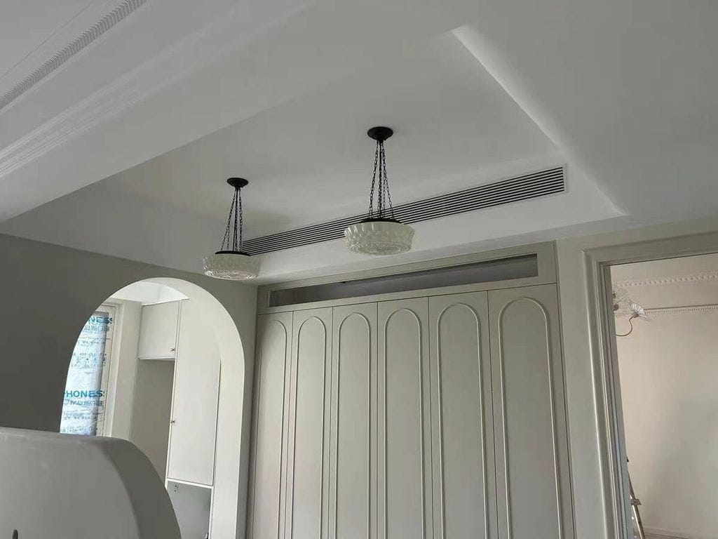 Customer photo review of Milk Glass Pendant Light, Moulded Drum Shade, 3 Chains, 36 cm