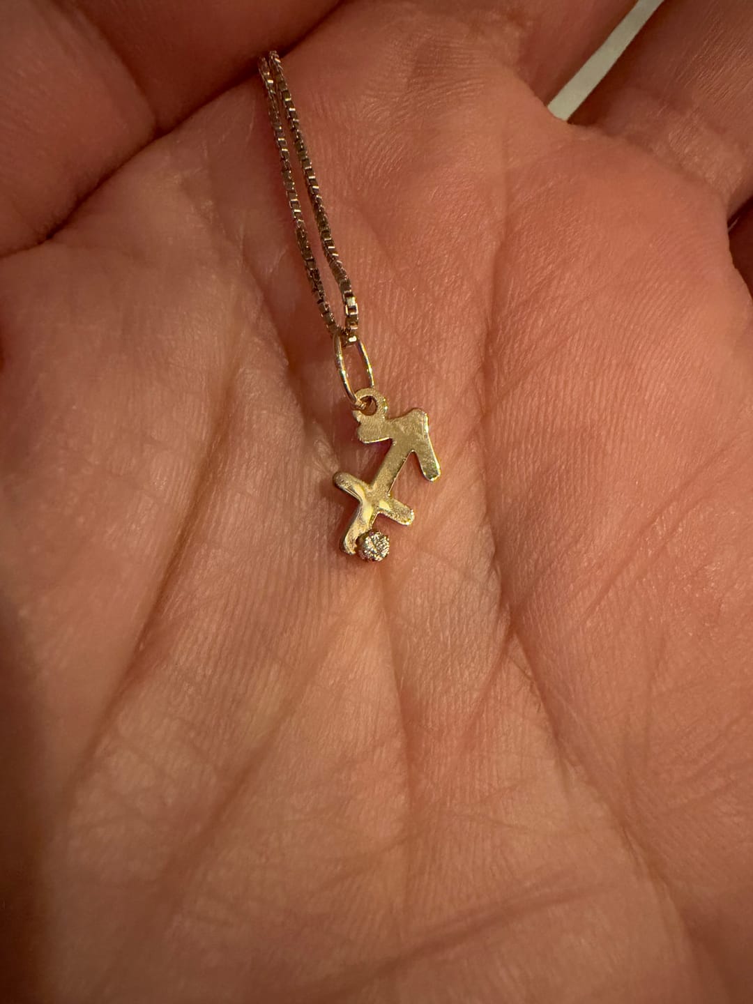 Customer photo review of Sagittarius 14k Pure Gold Necklace With Diamond