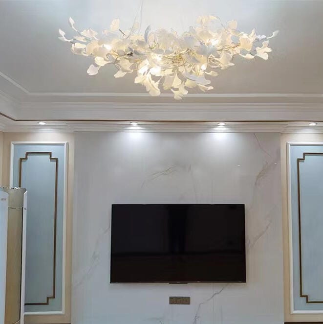 Customer photo review of Horizon Bloom Gingko Chandelier, Porcelain Leaf Ceiling Light, 7 Sizes