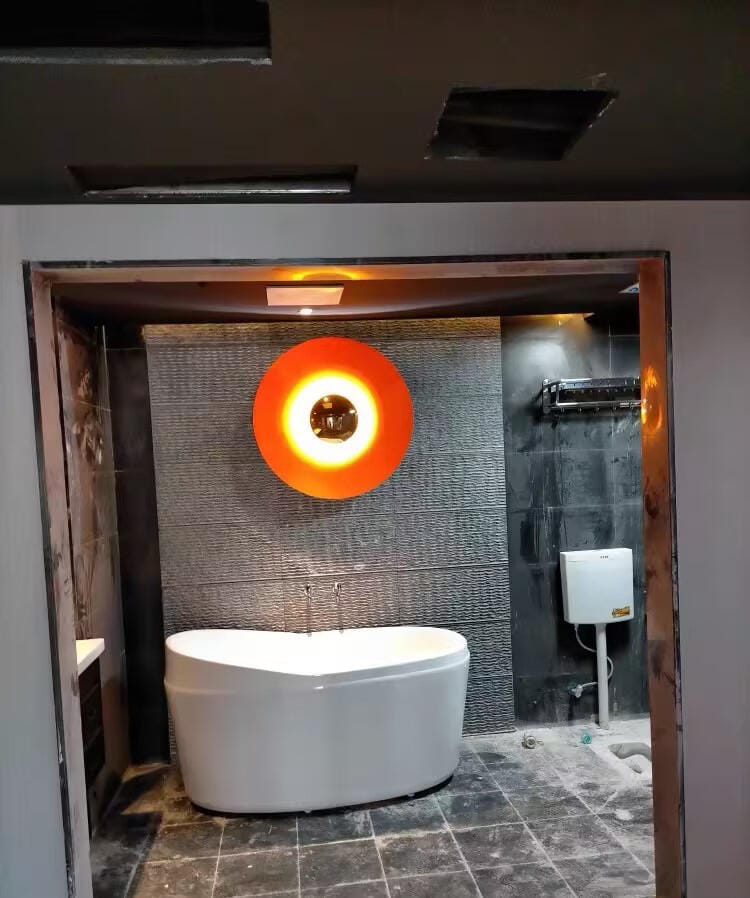 Customer photo review of Reflective Disc Wall Light, Copper or Chrome, 30 to 60 cm