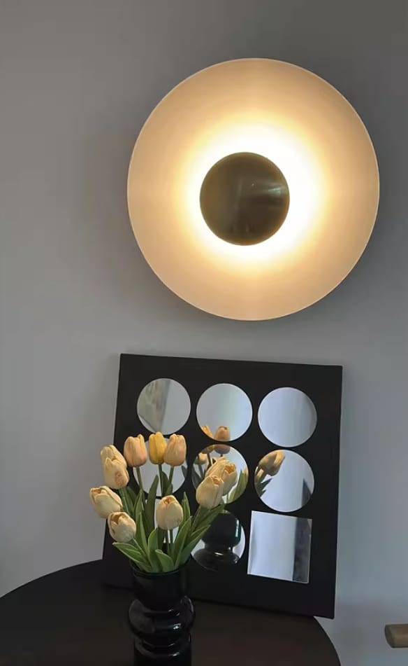 Customer photo review of Reflective Disc Wall Light, Copper or Chrome, 30 to 60 cm