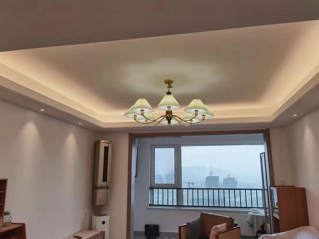Customer photo review of Pleated Fabric Chandelier, Walnut Wood, 3-Head, 70 cm