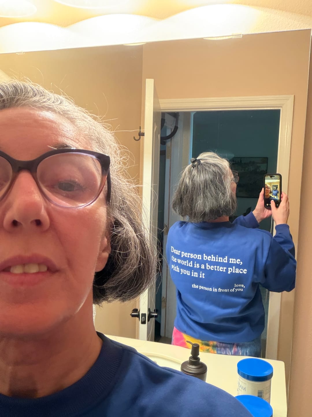 Customer photo review of The Original 'Dear Person Behind Me' Sweatshirt
