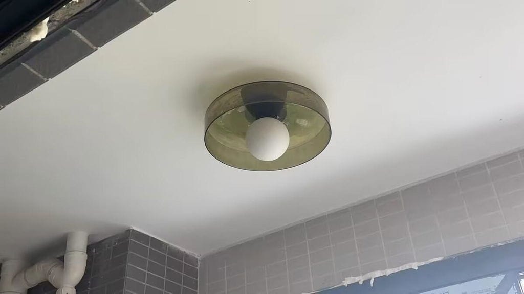 Customer photo review of Glass Flush Mount Ceiling Light, Round Metal Body, 25 cm