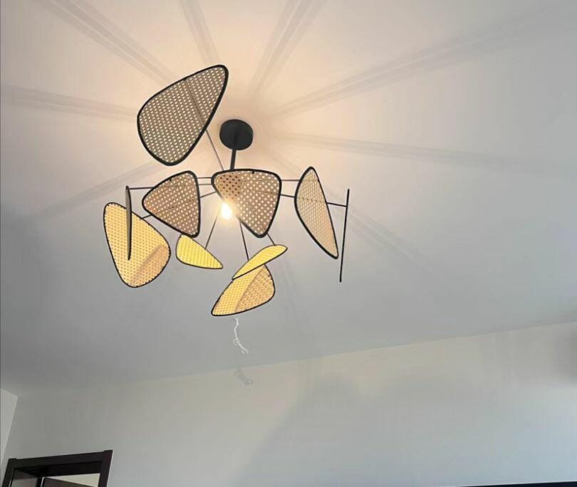 Customer photo review of Rattan Pendant Light, Black Metal Frame, Ten Curtains, 60-100 cm Wide