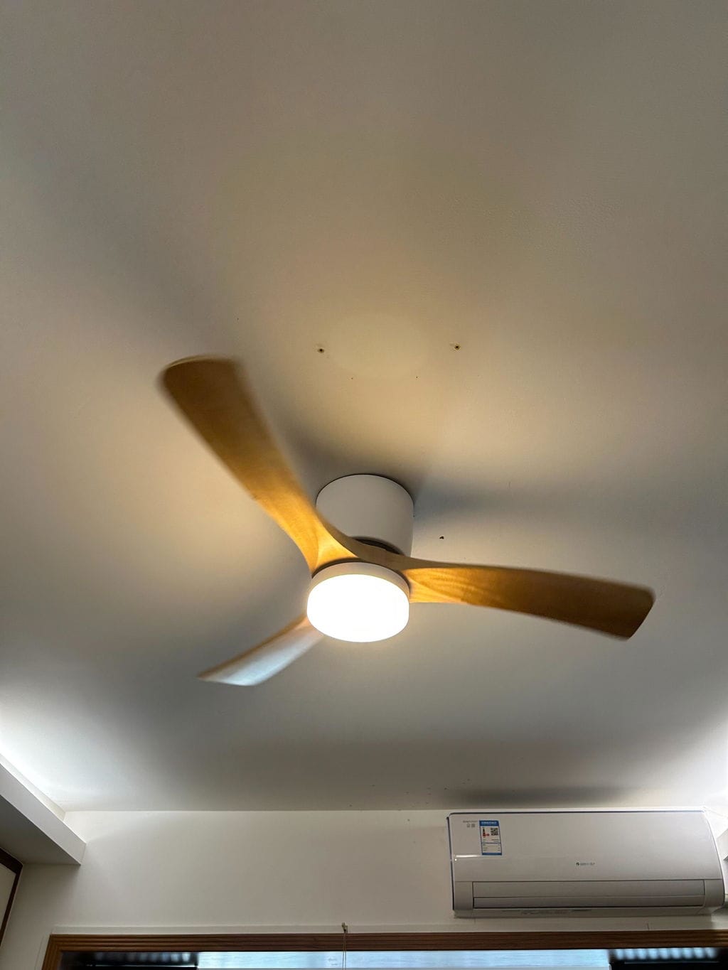 Customer photo review of Wooden Ceiling Fan with Light, Copper DC Motor, Integrated LED