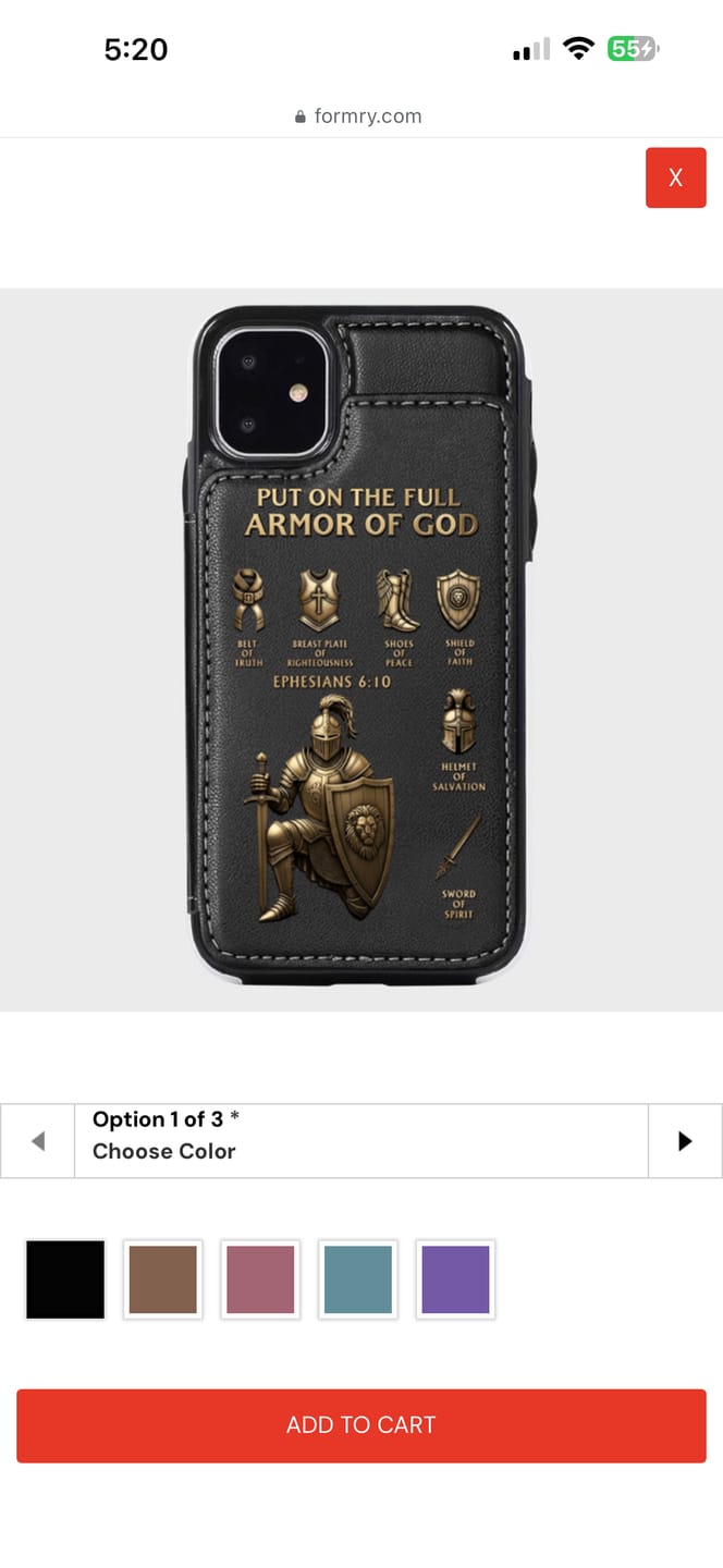 Customer photo review of Put On The Full Amor Of God - Personalized Christian Wallet Phone Case