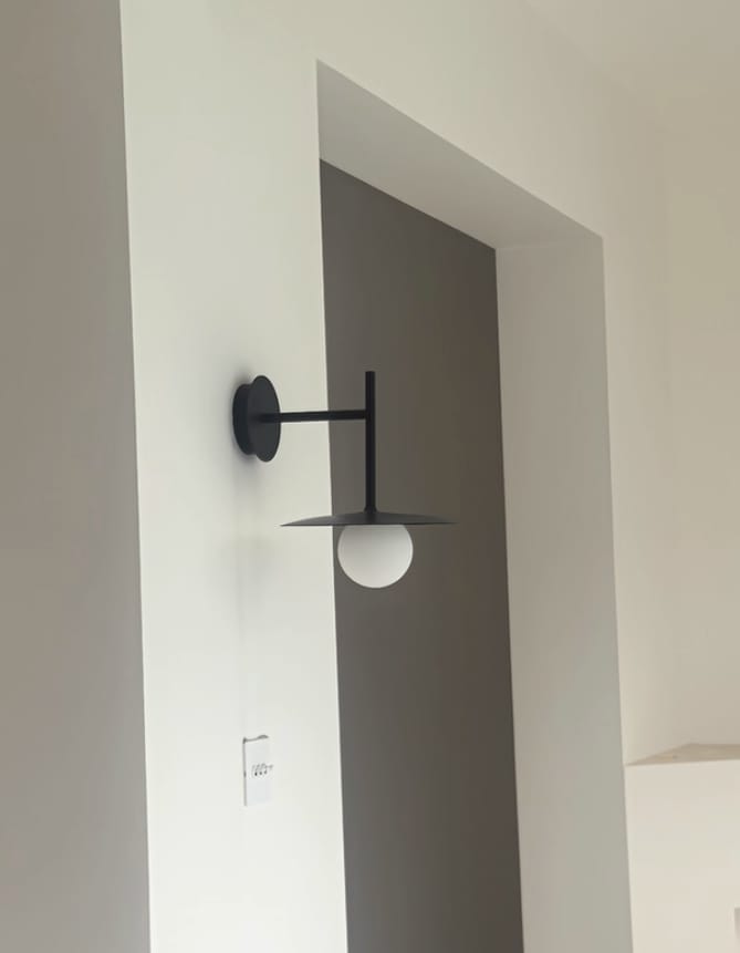 Customer photo review of Ironwork Wall Light, Opaque Glass Shade, 25 cm, Wall Sconce