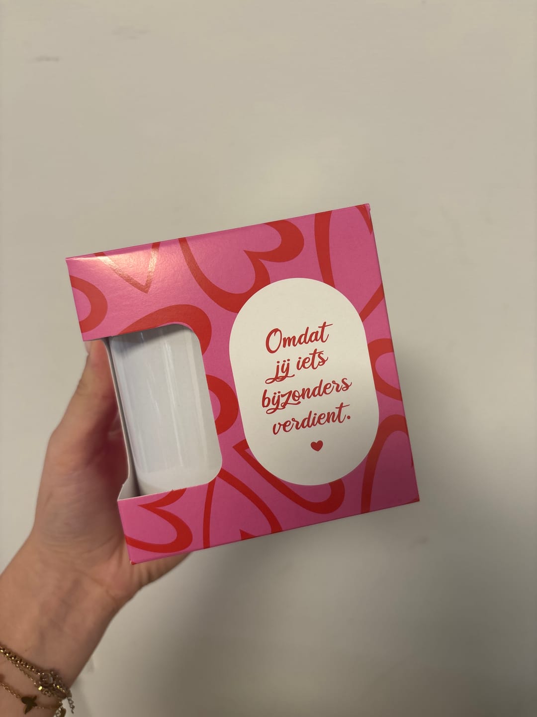 Customer photo review of Hartjes Mokkendoosje – Roze Cadeaudoosje voor Mok