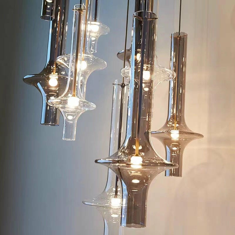 Customer photo review of Tapered Glass Pendant Light, Gold or Black Stems, 46 cm