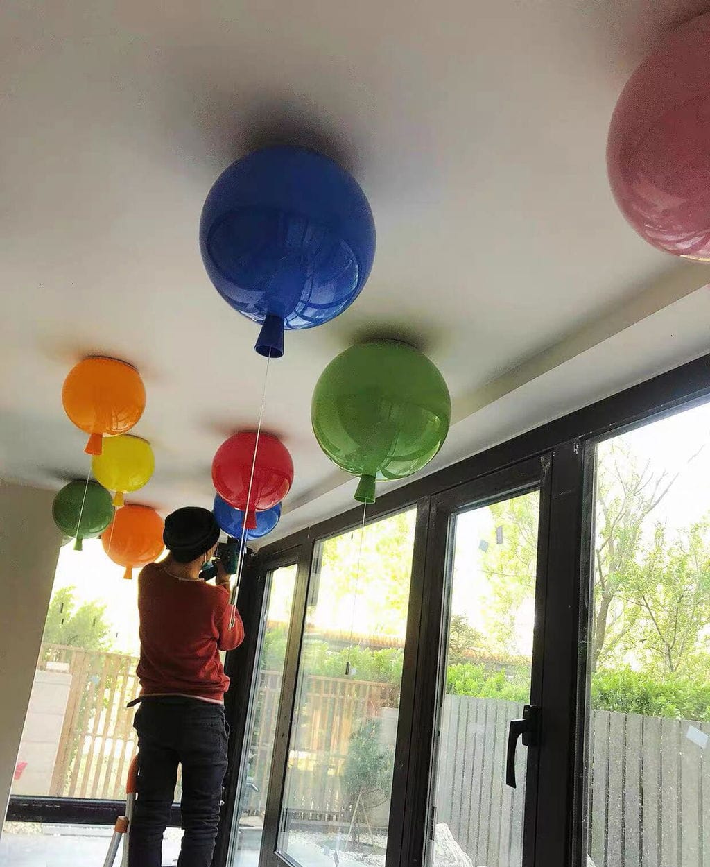 Customer photo review of Balloon Flush Mount Ceiling Light, Pull-Cord Switch, 25-35 cm