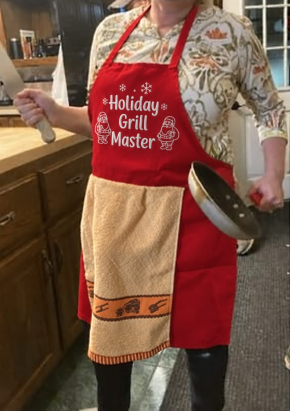 Customer photo review of Funny Christmas BBQ Apron