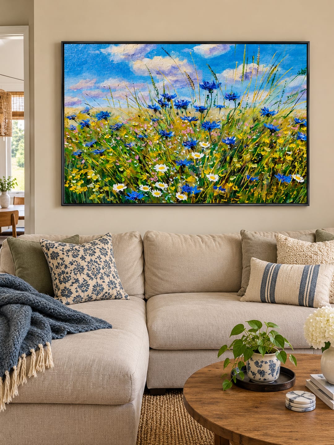 Customer photo review of "Summer Breeze" – Impressionist Wildflower Meadow Palette Knife Impasto Oil Painting