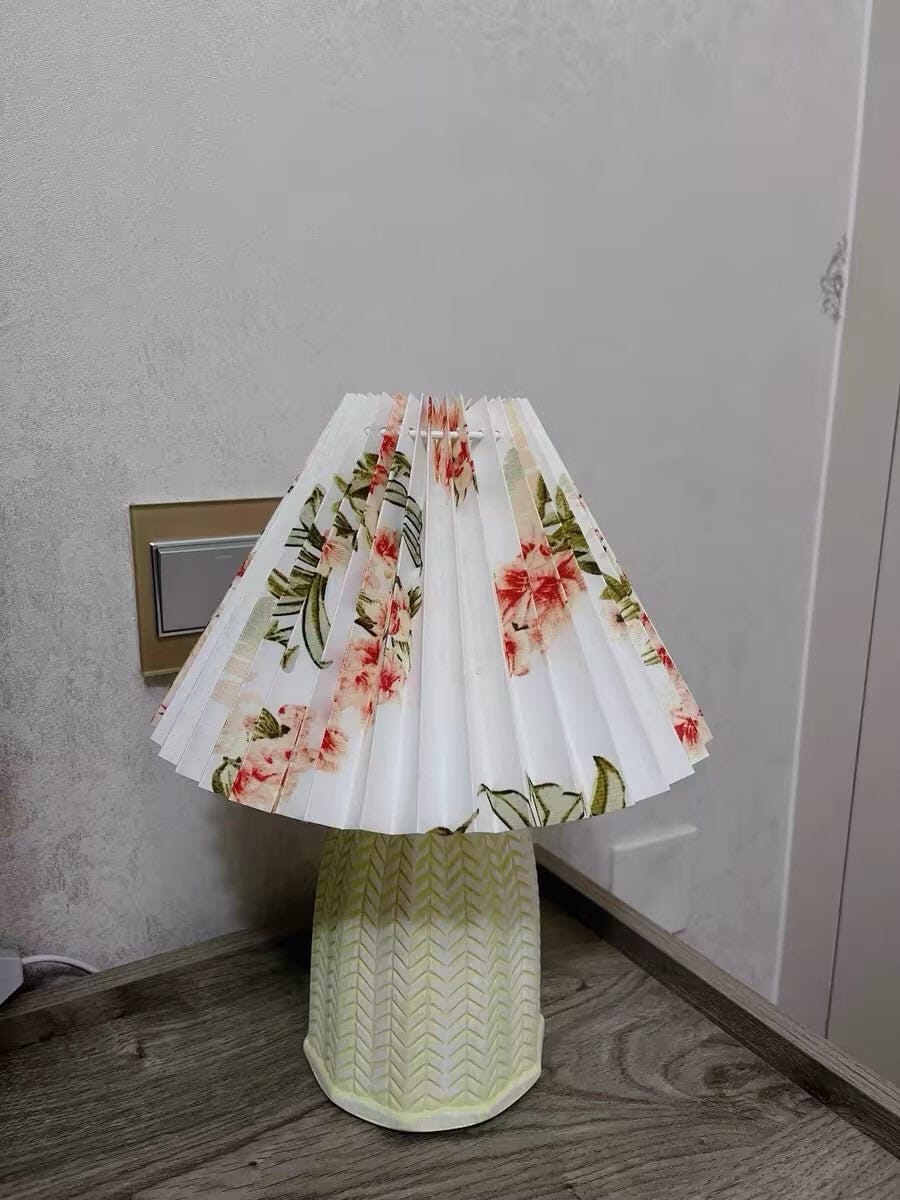 Customer photo review of Pleated Ceramic Table Lamp, Light Green Base, 37 cm, Plug In