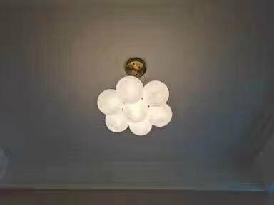 Customer photo review of Frosted Glass Cluster Chandelier, Gold Frame, 7 to 19 Globes