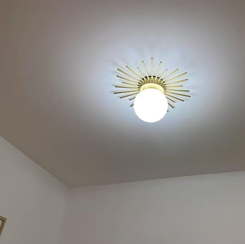 Customer photo review of Brass Ceiling Light, Frosted Glass Globe, Ceiling or Wall Mount