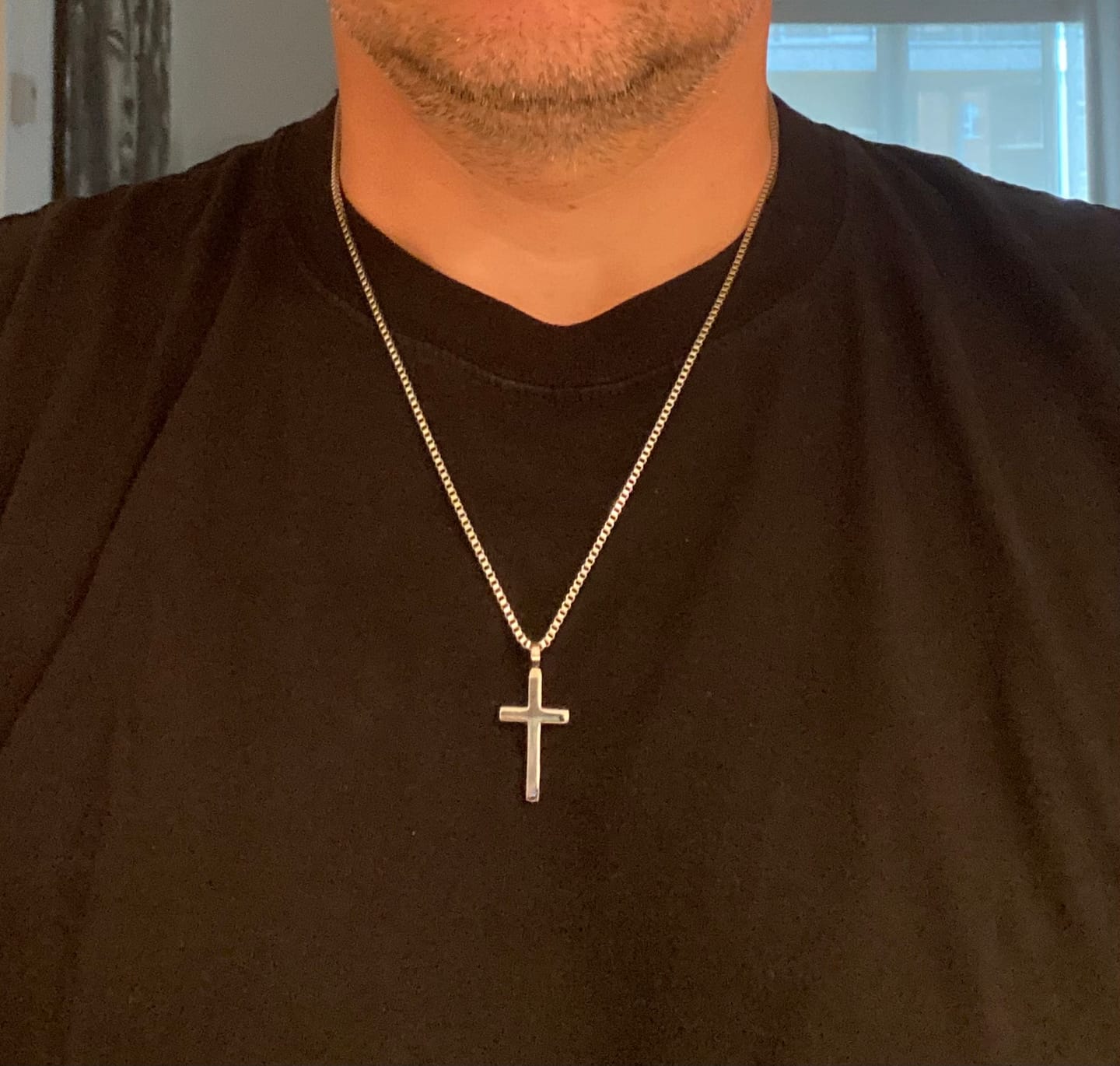 Customer photo review of Classic Cross & Box Chain