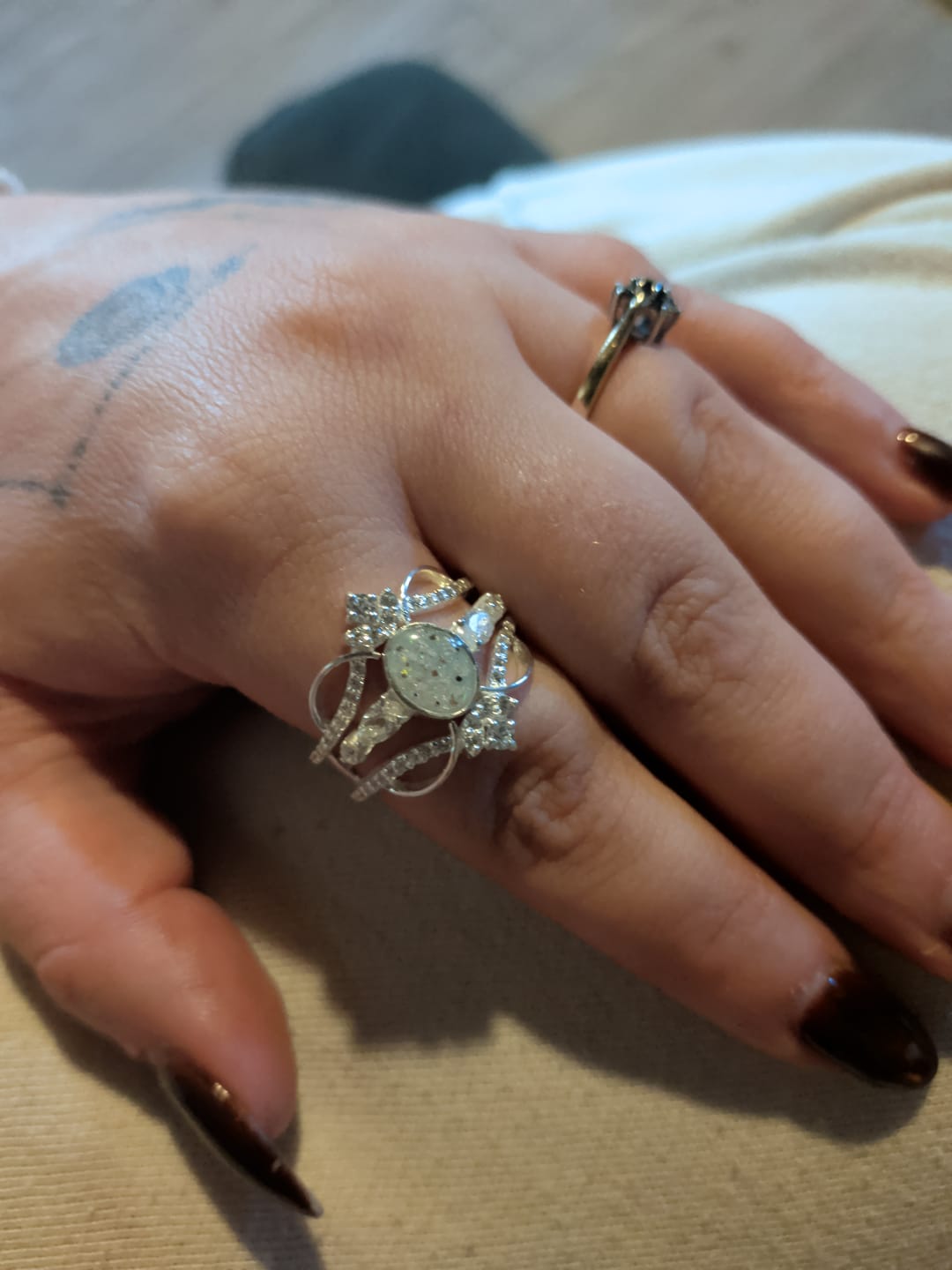 Customer photo review of *EXCLUSIVE* Artistic Oval Ornamental Crown Surround Enhancer Cubic Zirconia Ring Set