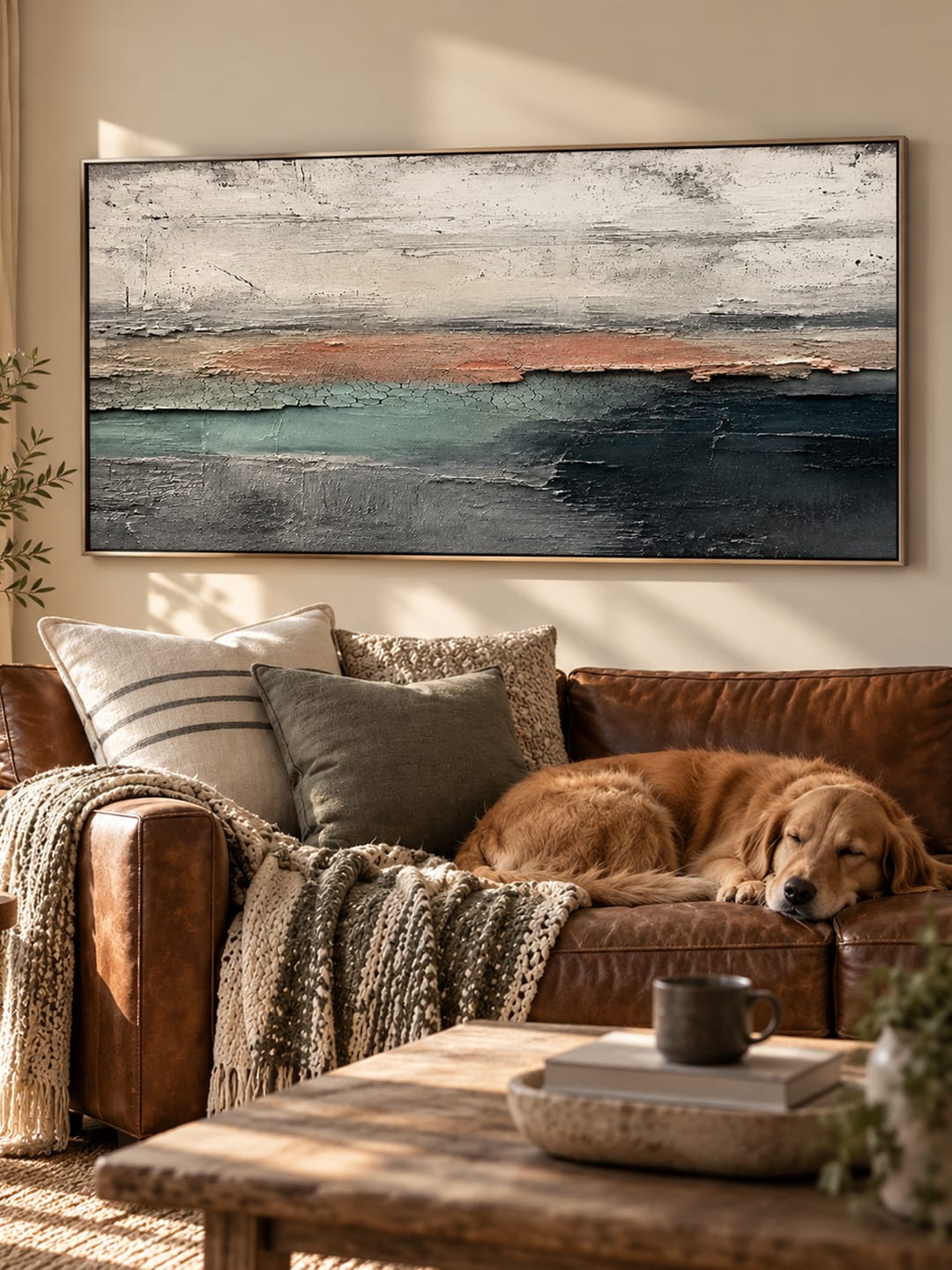 Customer photo review of "Dark Tide" – Minimalist Coastal Horizon Textured Acrylic Painting