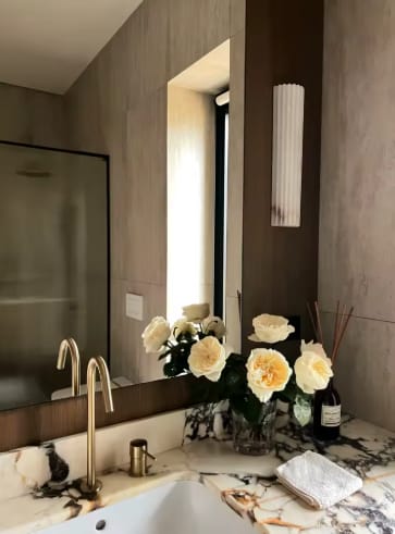Customer photo review of The Alba | Alabaster Wall Sconce