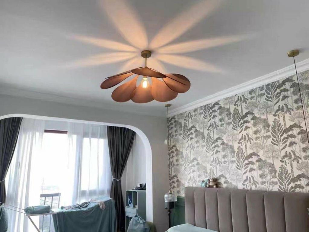 Customer photo review of Fabric Petal Dome Pendant Light, Gold Frame, 60 to 120 cm