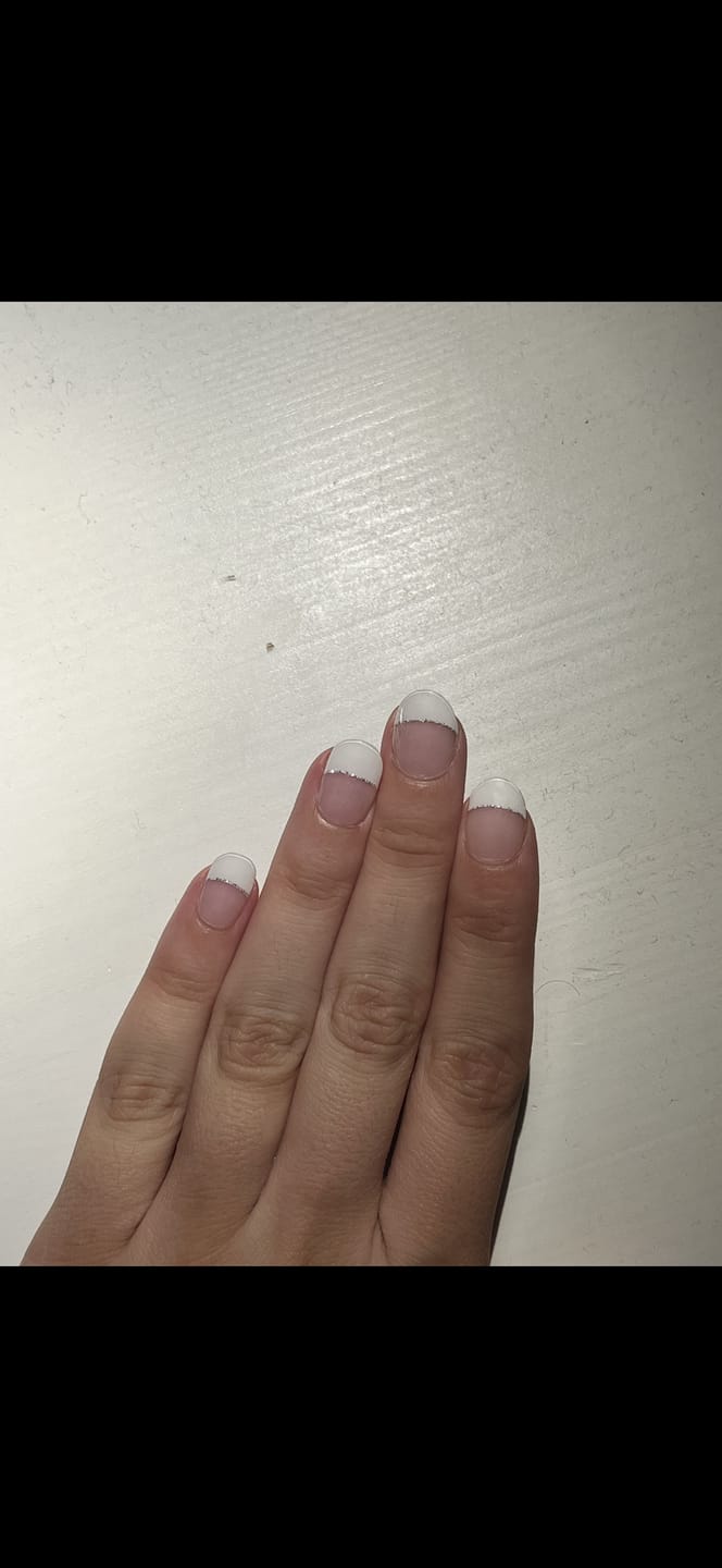 Customer photo review of Classique White French Tip DIY Semicured Gel Nail Sticker Kit
