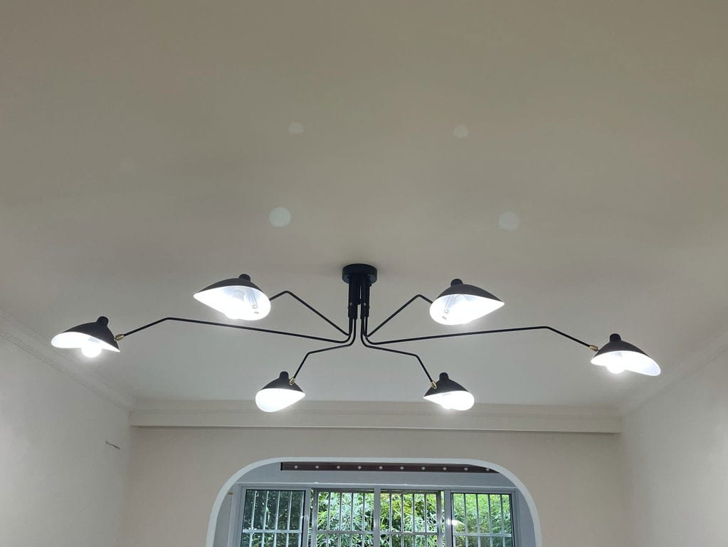 Customer photo review of Brass Ball-Joint Ceiling Light, 3 or 5 Arms, Black or White