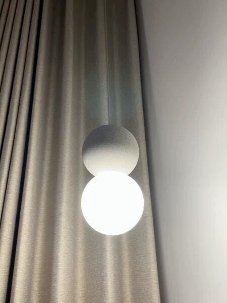 Customer photo review of Cement Sandstone Pendant Light, Opal Glass Sphere, 10 cm