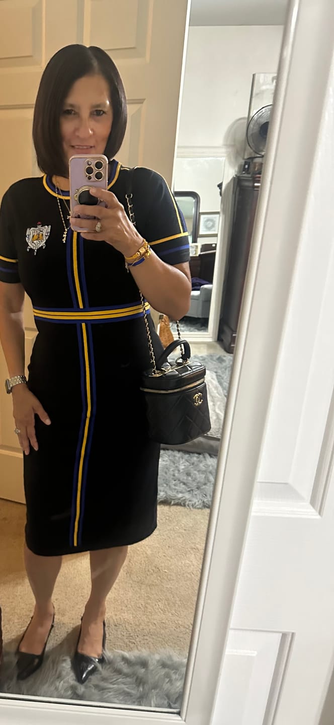 Customer photo review of The Short Sleeved Striped Knit Dress SGRho -BLACK- PRE ORDER