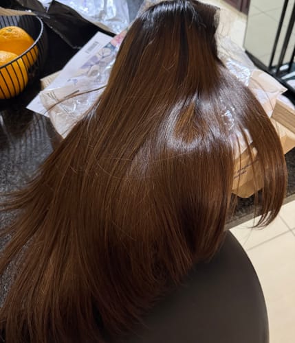 Customer photo review of Vietnamese Super Double Drawn Bone Straight Ombre Chocolate Brown Wigs